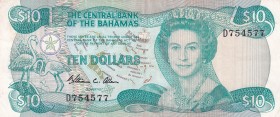 Bahamas, 10 Dollars, 1974, UNC(-), p47
Queen Elizabeth II. Potrait
Estimate: USD 120-240