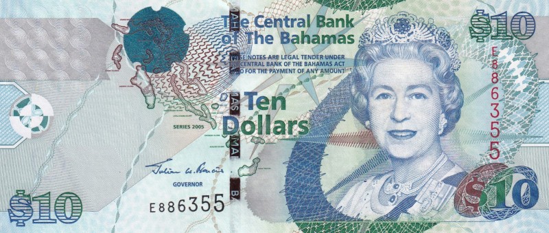 Bahamas, 10 Dollars, 2005, UNC, p73a
Queen Elizabeth II. Potrait
Estimate: USD...