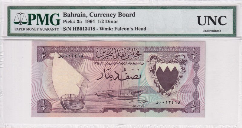 Bahrain, 1/2 Dinar, 1964, UNC, p3a
PMG UNC
Estimate: USD 200-400