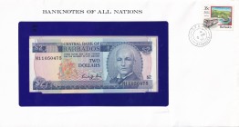 Barbados, 2 Dollars, 1986, UNC, p36, FOLDER
In its stamped and stamped special envelope.
Estimate: USD 25-50