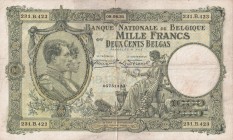 Belgium, 1.000 Francs=200 Belgas, 1931, VF, p104
There are stains and openings.
Estimate: USD 30-60
