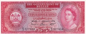 Belize, 5 Dollars, 1976, UNC, p35b
Queen Elizabeth II. Potrait
Estimate: USD 600-1.200