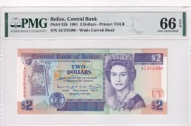 Belize, 2 Dollars, 1991, UNC, p52b
PMG 66 EPQ, Queen Elizabeth II. Potrait
Estimate: USD 35-70