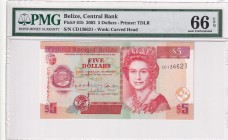 Belize, 5 Dollars, 2002, UNC, p61b
PMG 66 EPQ
Estimate: USD 30-60