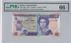 Belize, 2 Dollars, 2014, UNC, p66e
PMG 66 EPQ
Estimate: USD 25-50