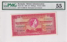 Bermuda, 10 Shillings, 1966, AUNC, p19c
PMG 55
