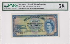 Bermuda, 1 Pound, 1952, AUNC, p20a
PMG 58