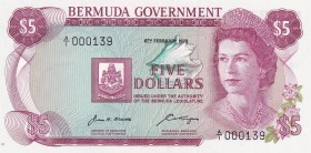 Bermuda, 5 Dollars, 1970, UNC, p24a
Low serial number
Estimate: USD 120-240