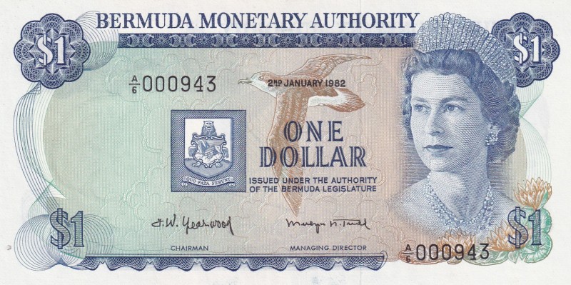 Bermuda, 1 Dollar, 1982, UNC, p28b
Queen Elizabeth II. Potrait
Estimate: USD 2...