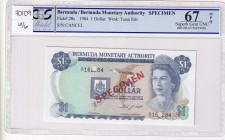 Bermuda, 1 Dollar, 1984, UNC, p28s, SPECIMEN
PCGS 67 OPQ
Estimate: USD 50-100