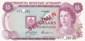 Bermuda, 5 Dollars, 1978, UNC, p29s, SPECIMEN
There is ripple.
Estimate: USD 20-40