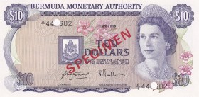 Bermuda, 10 Dollars, 1978, XF(+), p30s, SPECIMEN
There is ripple.