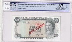 Bermuda, 20 Dollars, 1984, UNC, p31s, SPECIMEN
PCGS 67 OPQ
Estimate: USD 125-250