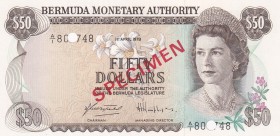 Bermuda, 50 Dollars, 1978, XF(+), p32s, SPECIMEN
Queen Elizabeth II. Potrait
Estimate: USD 25-50