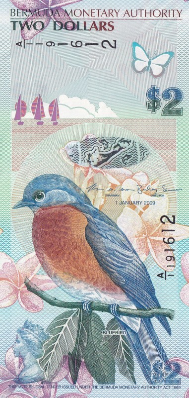 Bermuda, 2 Dollars, 2009, UNC, p57b
Queen Elizabeth II. Potrait