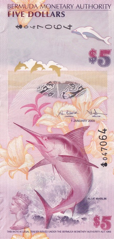 Bermuda, 5 Dollars, 2009, UNC, p58a
Estimate: USD 15-30