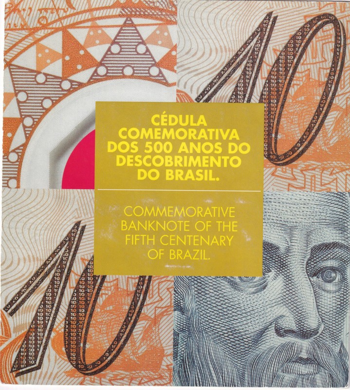 Brazil, 10 Reais, 2000, UNC, p248a, FOLDER
Commemorative banknote, polymer
Est...