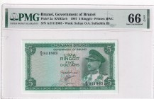 Brunei, 5 Ringgit, 1967, UNC, p2a
PMG 66 EPQ
Estimate: USD 75-150