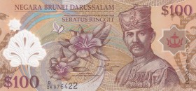 Brunei, 100 Ringgit, 2013, UNC, p29c
Polymer plastics banknote
Estimate: USD 100-200
