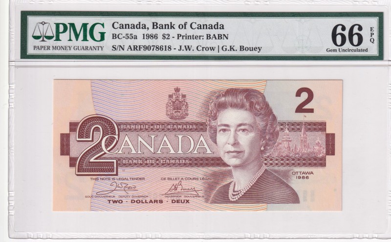 Canada, 2 Dollars, 1986, UNC, p55a
PMG 66 EPQ
Estimate: USD 30-60