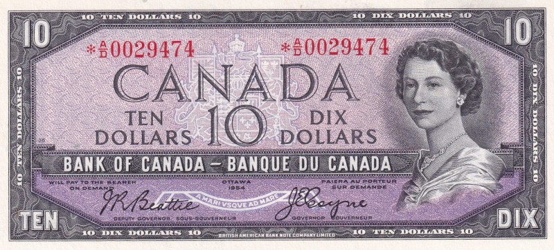 Canada, 10 Dollars, 1954, UNC, p69b, REPLACEMENT
Devil's Face
Estimate: USD 70...