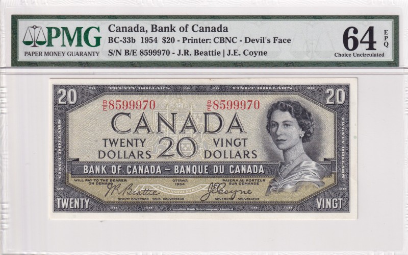 Canada, 20 Dollars, 1954, UNC, p70b
PMG 64 EPQ
Estimate: USD 750-1500