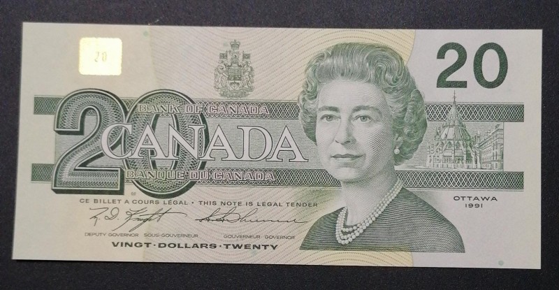 Canada, 20 Dollars, 1991, UNC(-), p97c
Queen Elizabeth II. Potrait
Estimate: U...