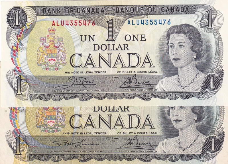 Canada, 1 Dollar, 1973, UNC, p85a; p85c, (Total 2 banknotes)
Queen Elizabeth II...