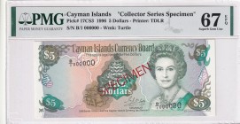 Cayman Islands, 5 Dollars, 1996, UNC, p17CS3, SPECIMEN
PMG 67 EPQ
Estimate: USD 75-150