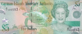 Cayman Islands, 5 Dollars, 2010, UNC, p39a
Queen Elizabeth II. Potrait