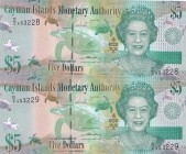 Cayman Islands, 5 Dollars, 2014, UNC, p39b, (Total 2 consecutive banknotes)
Queen Elizabeth II. Potrait
Estimate: USD 20-40