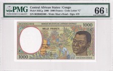Central African States, 1.000 Francs, 2000, UNC, p102Cg
PMG 66 EPQ