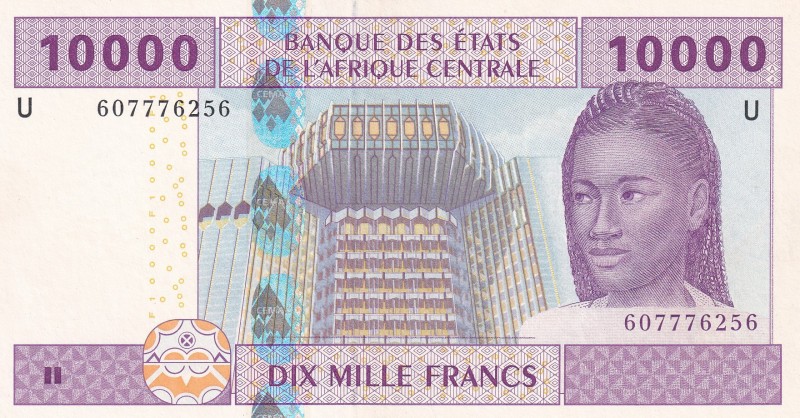 Central African States, 10.000 Francs, 2002, UNC, p210Ud
"U'' Cameroun