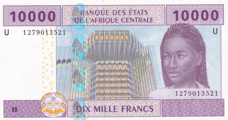 Central African States, 10.000 Francs, 2002, UNC, p210Ue
Estimate: USD 40-80