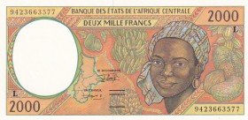 Central African States, 2.000 Francs, 1994, UNC, p403Lb
"L'' Gabon