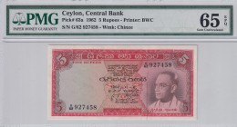 Ceylon, 5 Rupees, 1962, UNC, p63a
PMG 65 EPQ
Estimate: USD 100-200