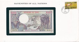 Chad, 1.000 Francs, 1980, UNC, p7, FOLDER
In its stamped and stamped special envelope.
Estimate: USD 125-250