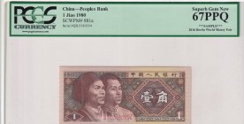 China, 1 Jiao, 1980, UNC, p881a
PCGS 67 PPQ
Estimate: USD 25-50