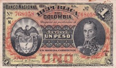 Colombia, 1 Peso, 1895, VF(+), p234a
Stained
Estimate: USD 50-100