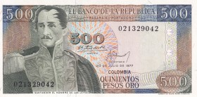 Colombia, 500 Pesos Oro, 1977, UNC, p420a
Estimate: USD 25-50