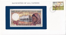 Comoros, 500 Francs, 1986, UNC, p10a, FOLDER
In its stamped and stamped special envelope.
Estimate: USD 20-40