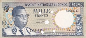Congo Democratic Republic, 1.000 Francs, 1964, UNC, p8a, CANCALLED
Estimate: USD 15-30