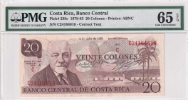 Costa Rica, 20 Colones, 1978/1983, UNC, p238c
PMG 65 EPQ
Estimate: USD 25-50