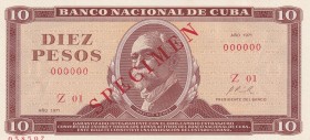 Cuba, 10 Pesos, 1971, UNC, p104s, SPECIMEN
Estimate: USD 15-30