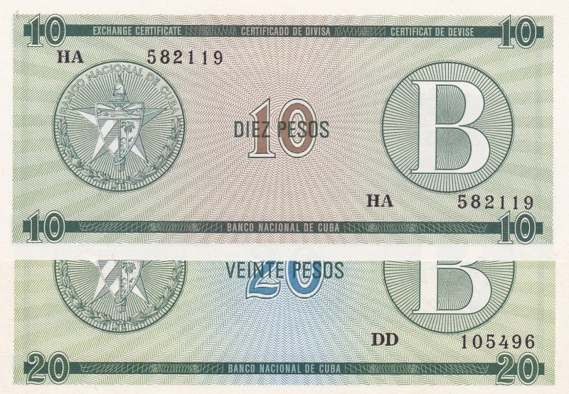 Cuba, 10-20 Pesos, 1985, UNC, pFX8; pFX9, (Total 2 banknotes)
Foreign Exchange ...