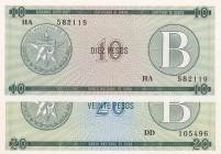 Cuba, 10-20 Pesos, 1985, UNC, pFX8; pFX9, (Total 2 banknotes)
Foreign Exchange Certificates
Estimate: USD 15-30