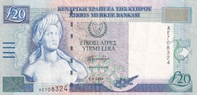 Cyprus, 20 Pounds, 2004, XF, p63c
Estimate: USD 25-50
