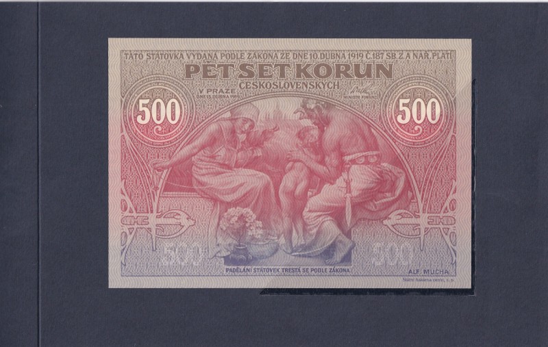 Czechoslovakia, 500 Korun, 1919, UNC, p12a, FOLDER
The text of C.187" has a hac...