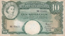 East Africa, 10 Shillings, 1958/1960, FINE, p38
Queen Elizabeth II. Potrait
Estimate: USD 25-50