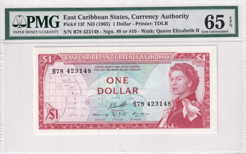 East Caribbean States, 1 Dollar, 1965, UNC, p13f
PMG 65 EPQ
Estimate: USD 200-...